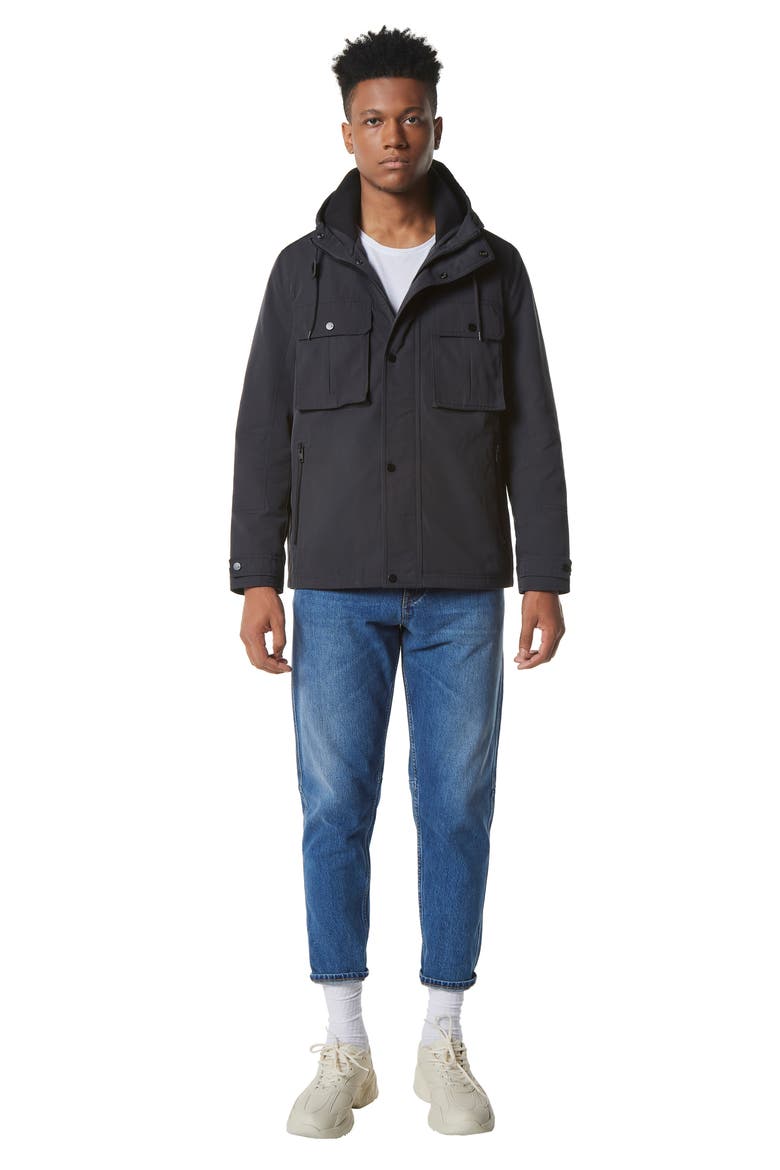 Marc New York Zenith Hooded Shirt Jacket, Alternate, color, BLACK