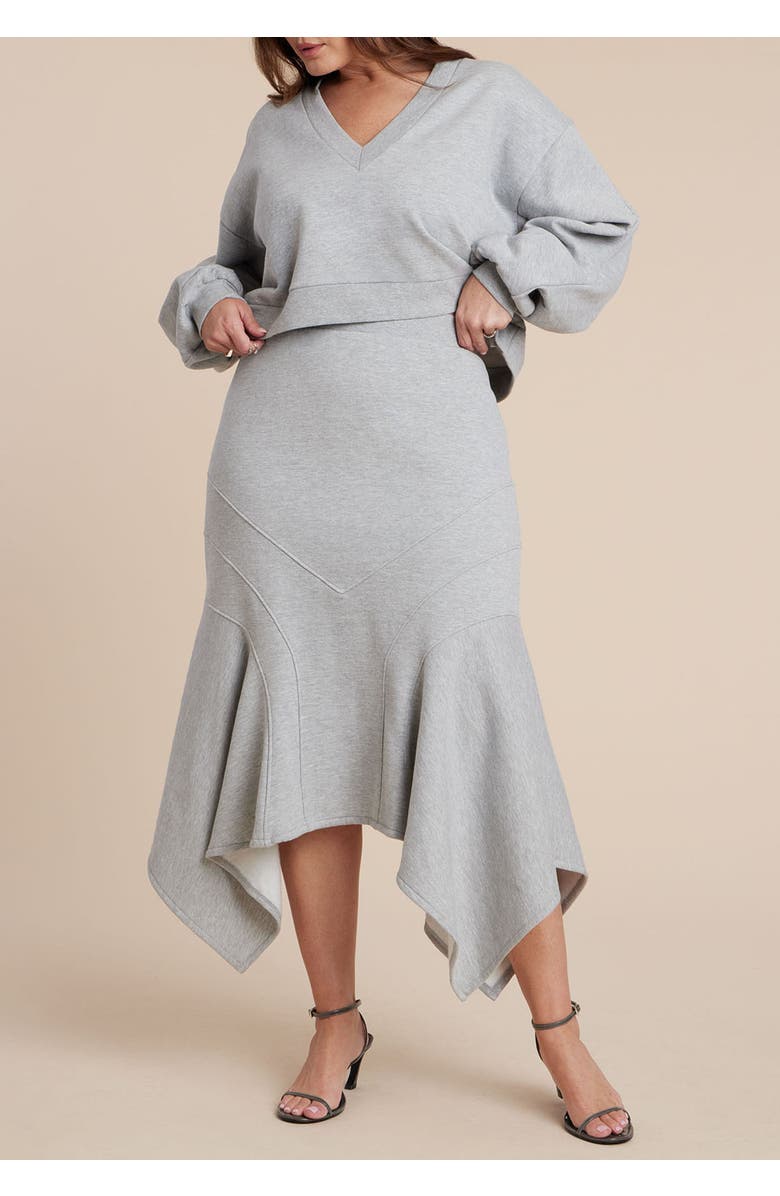ELOQUII Rounded Sleeve Sweatshirt, Alternate, color, Heather Grey