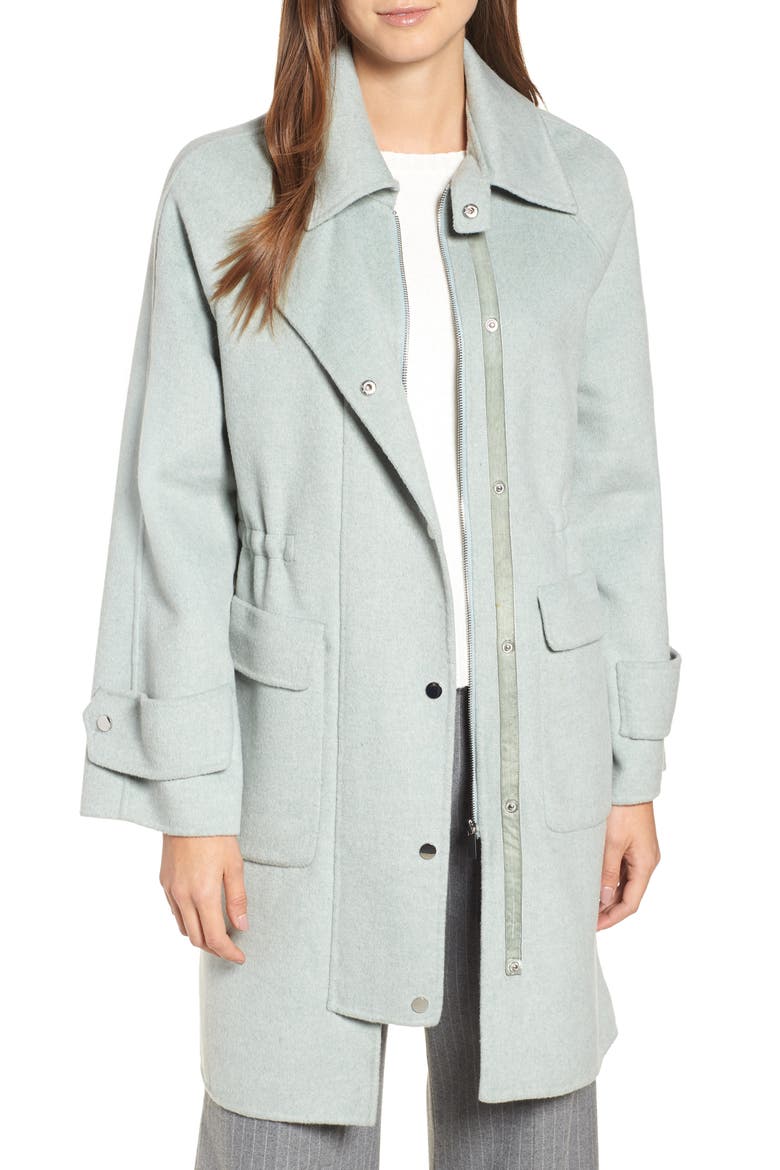 Badgley Mischka Double Face Wool Blend Coat, Main, color, MISTY MINT