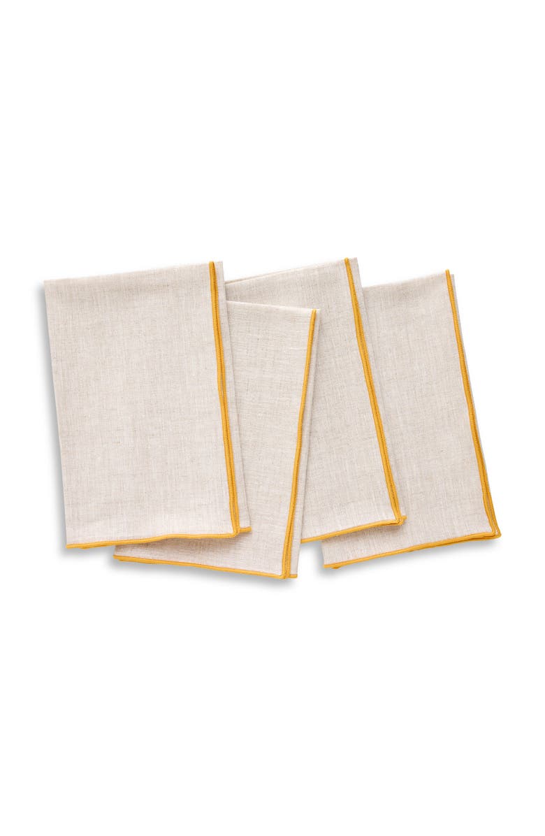 Solino Home Linen Dinner Napkins - Bianca Merrow Stitch, 20" x 20", Main, color, Light Natural