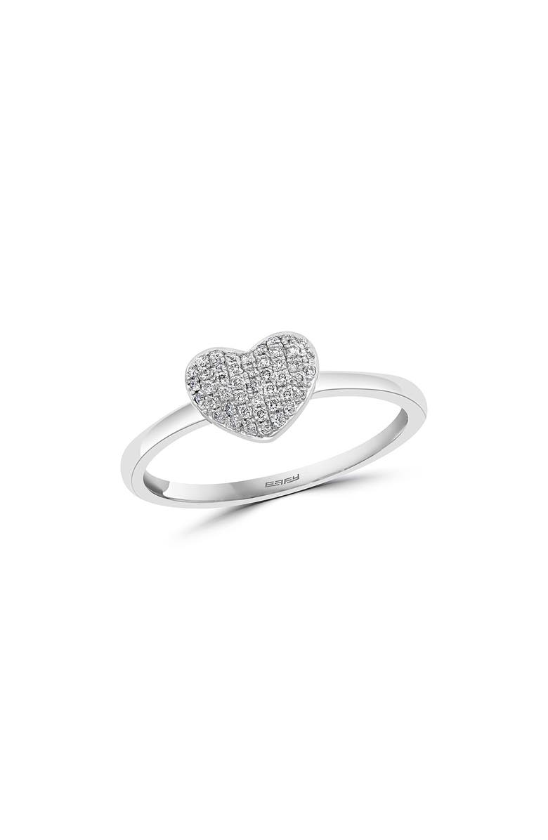 EFFY Sterling Silver Heart Diamond Ring - Size 7 - 0.13ctw, Alternate, color, White