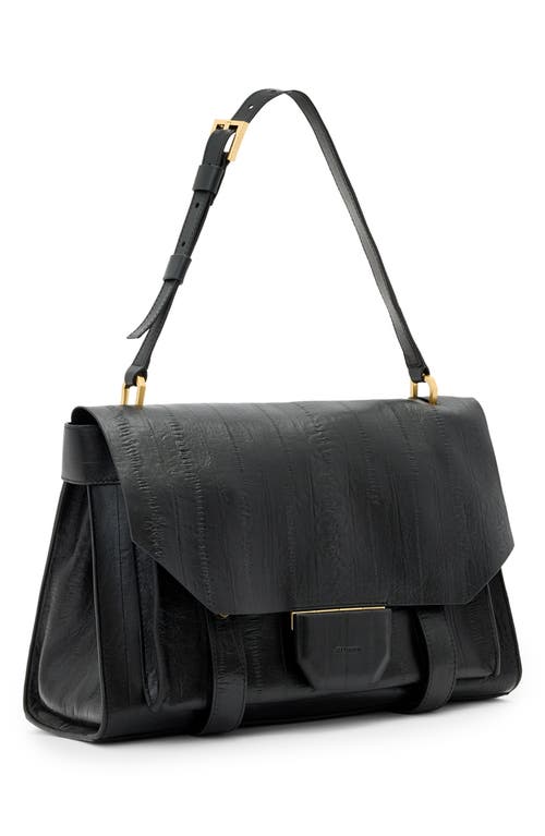 Allsaints Ursa Eel Skin Embossed Leather Satchel In Black