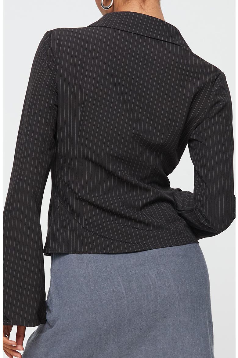 Anni Pinstripe Button-Up Shirt, Alternate, color, BLACK PINSTRIPE