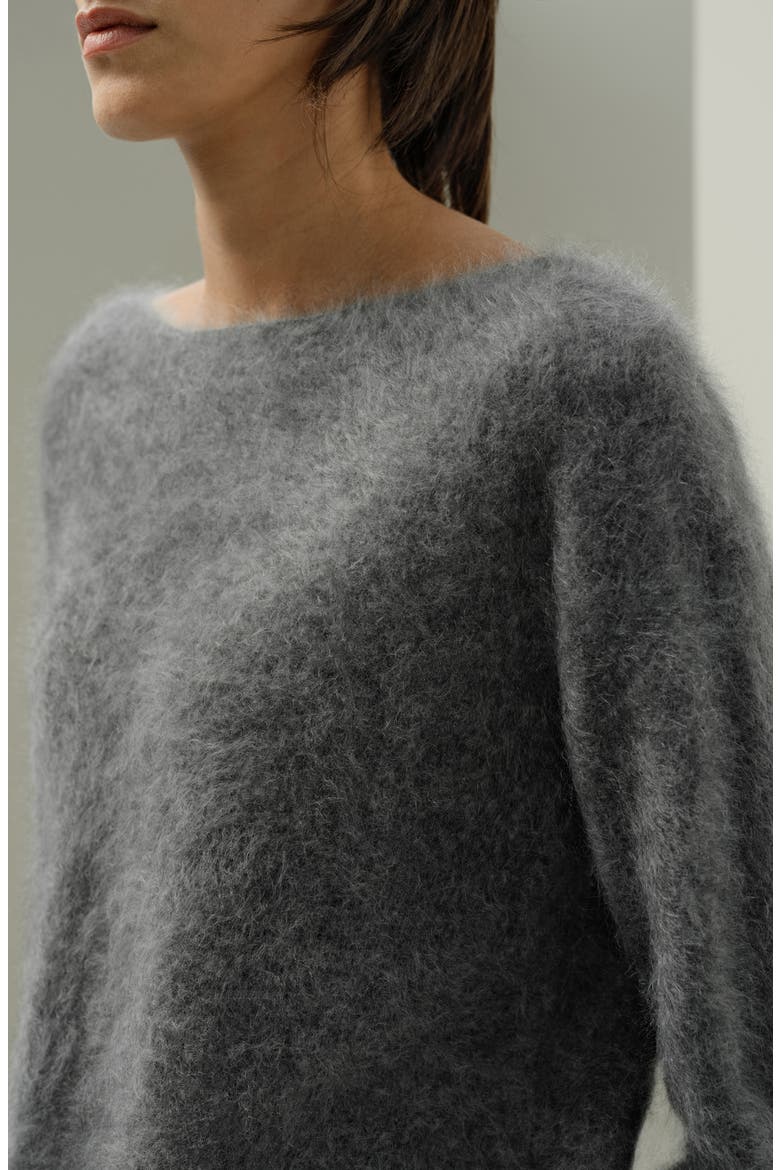 Women's Boat-Neck Brushed Cashmere Sweater, Alternate, color, Thunder