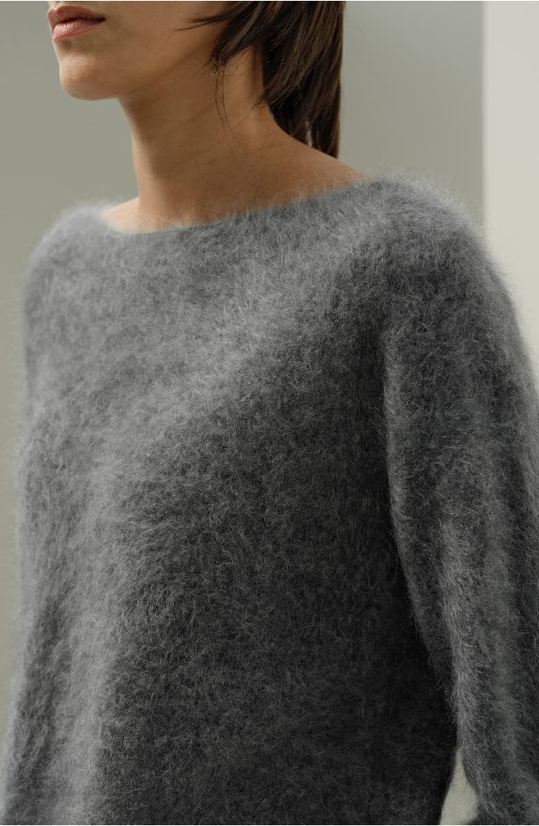 Lilysilk Boat-neck Brushed Cashmere Sweater, Alternate, color, Thunder