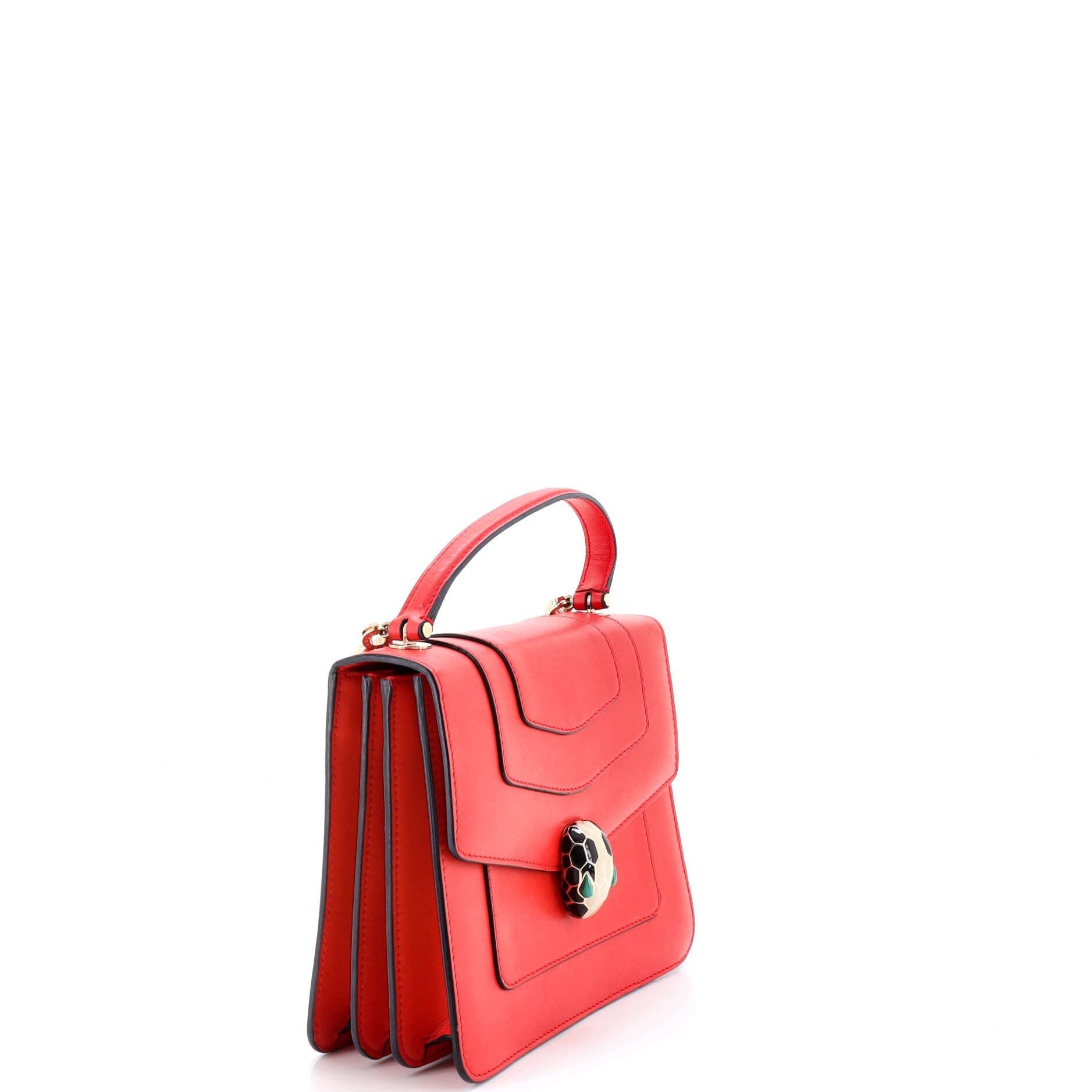 Serpenti Forever Top Handle Bag Leather Small, Alternate, color, Red