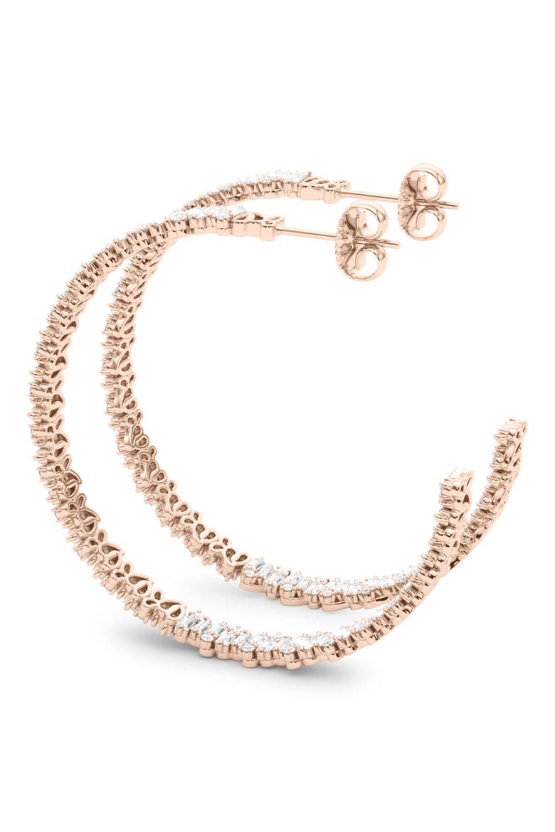 Baguette & Round Brilliant Lab Created Diamond Hoop Earrings, Alternate, color, 18K ROSE GOLD