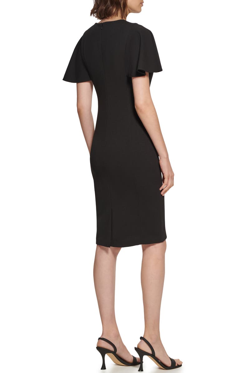 Calvin Klein Flutter Sleeve Sheath Dress, Alternate, color, Black