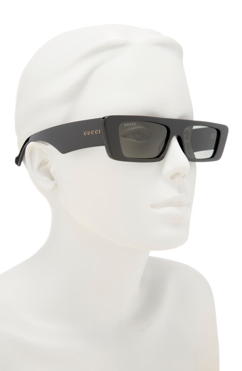 Gucci 54mm Rectangle Sunglasses, Alternate, color, Black Black Grey