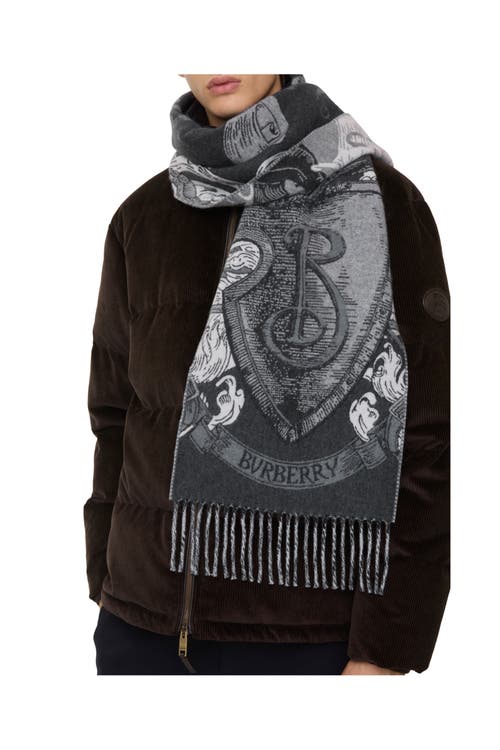 Burberry Etched Knight Cashmere Scarf In Black