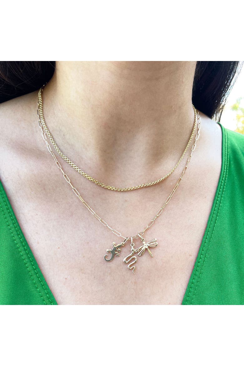 Mini Gold Lizard Charm, Alternate, color, Yellow Gold