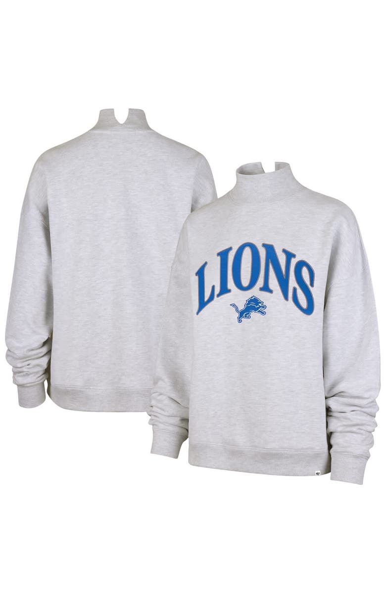 '47 Women's '47 Heather Gray Detroit Lions Vantage Mock Neck Pullover Sweatshirt, Main, color, 