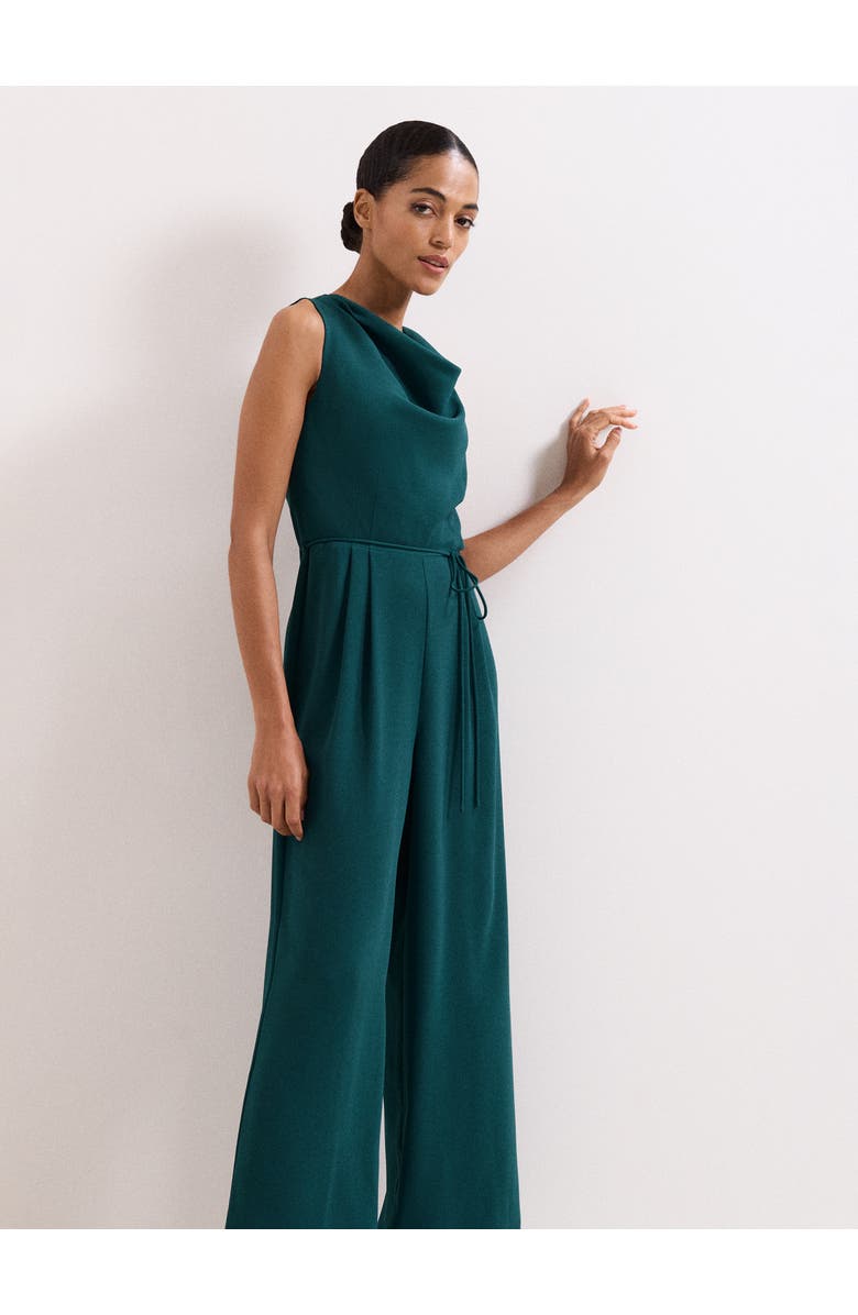 Phase Eight Monique Cowl Neck Wide Leg Jumpsuit, Alternate, color, Teal