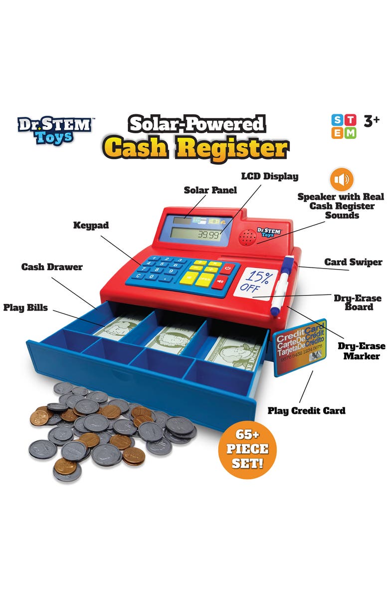 Dr. STEM Toys Solar Powered Cash Red Register 68 Piece Set, Alternate, color, Multicolored