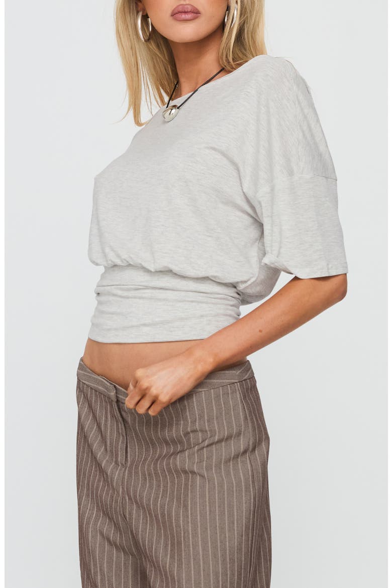 Ashlinn Off the Shoulder Drapey Crop Top, Alternate, color, GREY