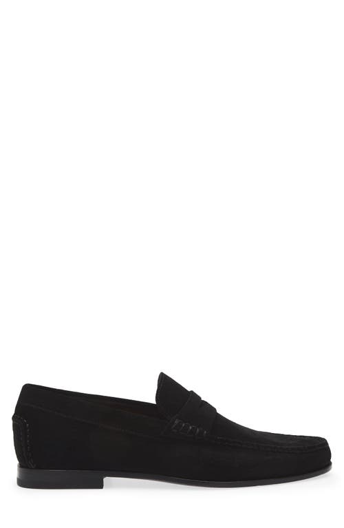 Santoni Suede Penny Loafer In Blue