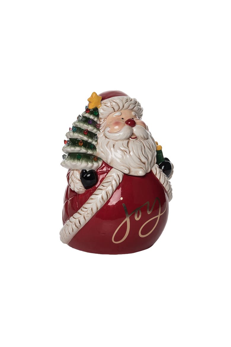 Ceramic Multicolored Christmas Vintage Santa Cookie Jar, Alternate, color, Multicolored