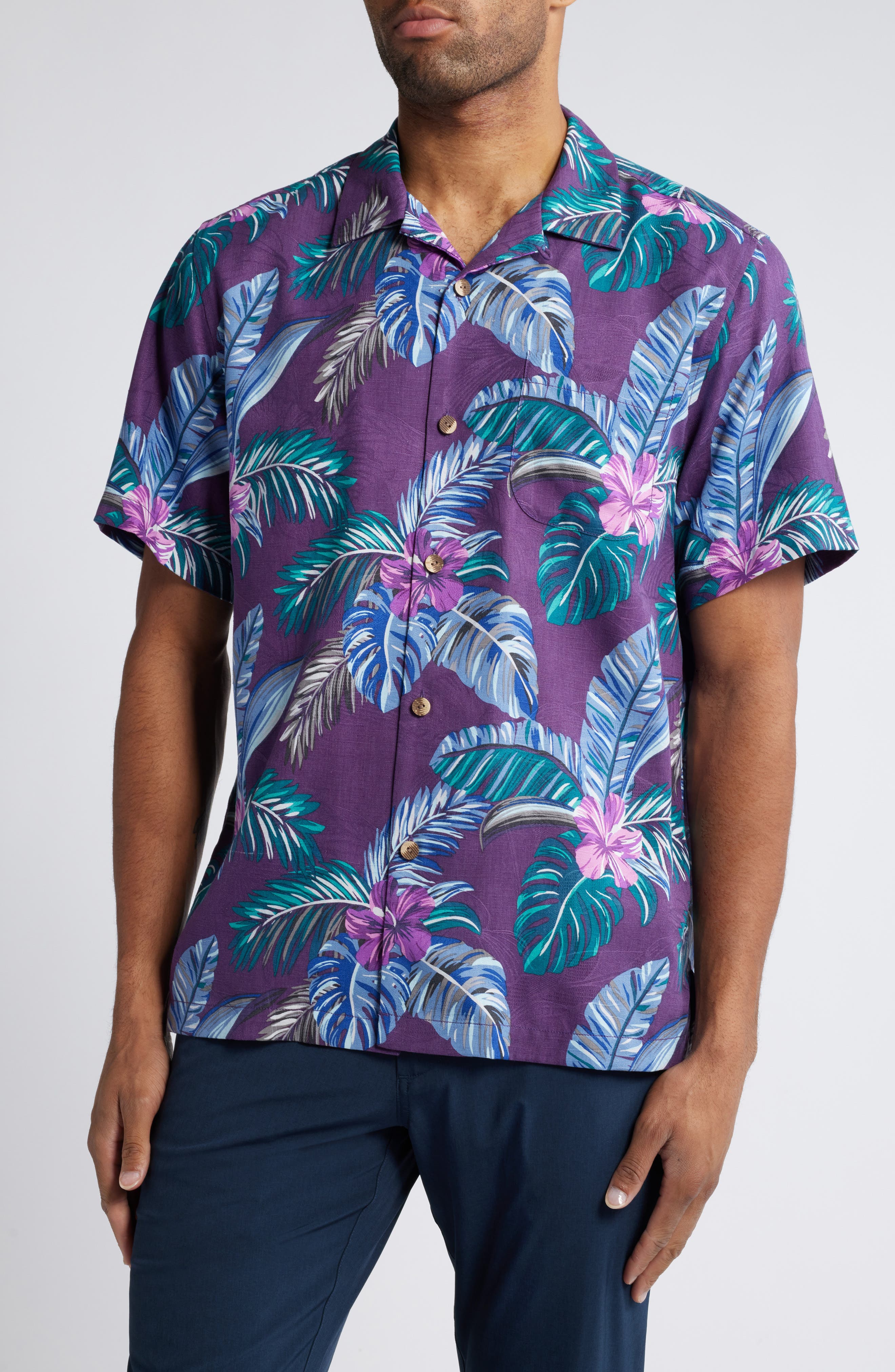 Tommy Bahama Frond Fusion Short Sleeve Silk Blend Button-Up Shirt