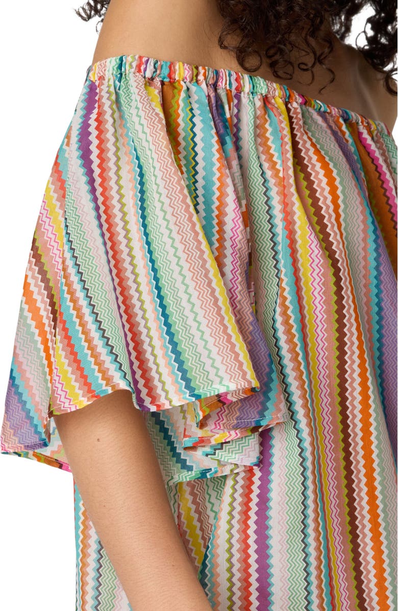 Missoni Short Cover-up In Cotton And Silk With Zigzag Pattern, Alternate, color, Multicoloured