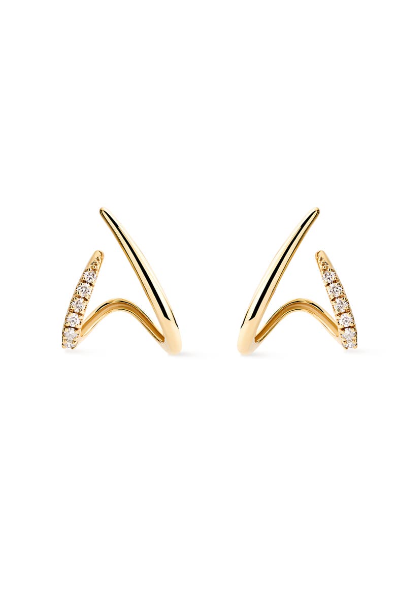Solid Yellow Gold - Diamond Aurora Huggie Studs, Main, color, Gold