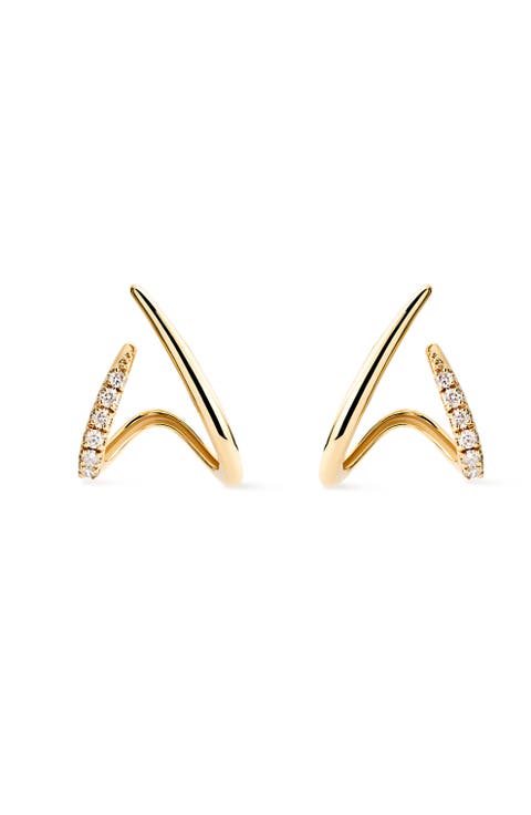 Solid Yellow Gold - Diamond Aurora Huggie Studs