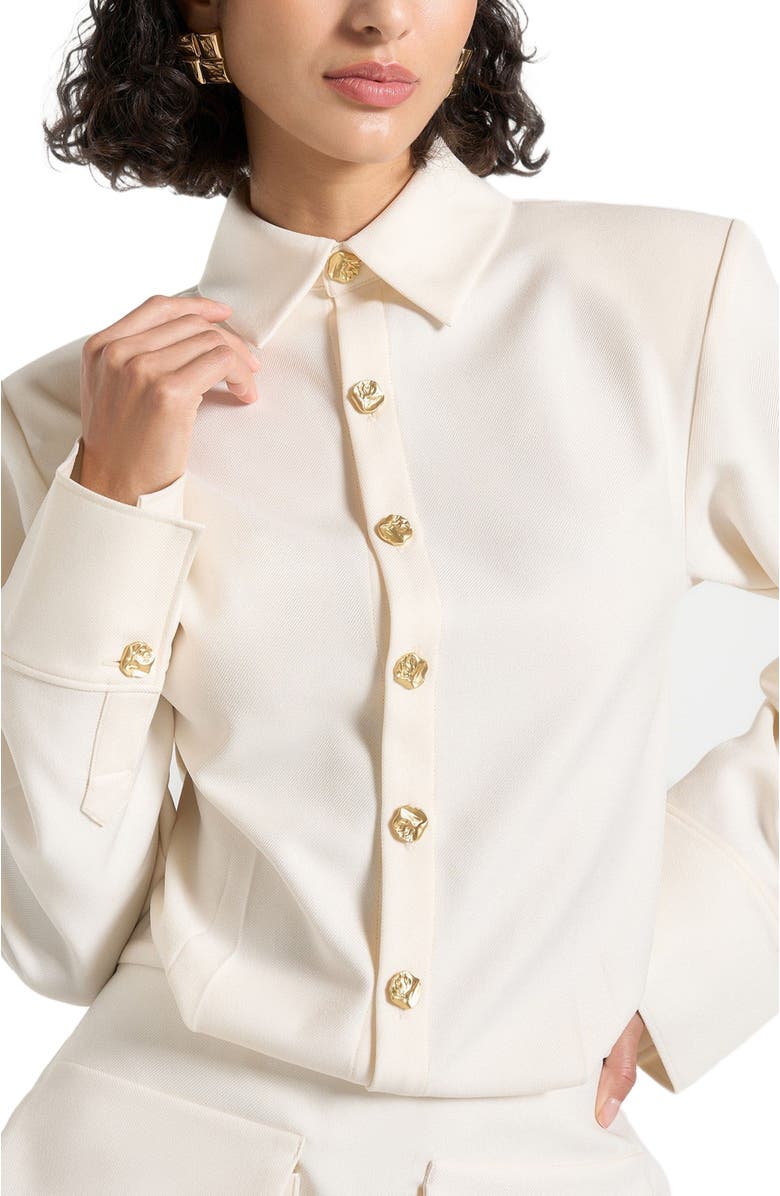 Manière De Voir Laure Cargo Shirt Mini Dress, Alternate, color, Cream