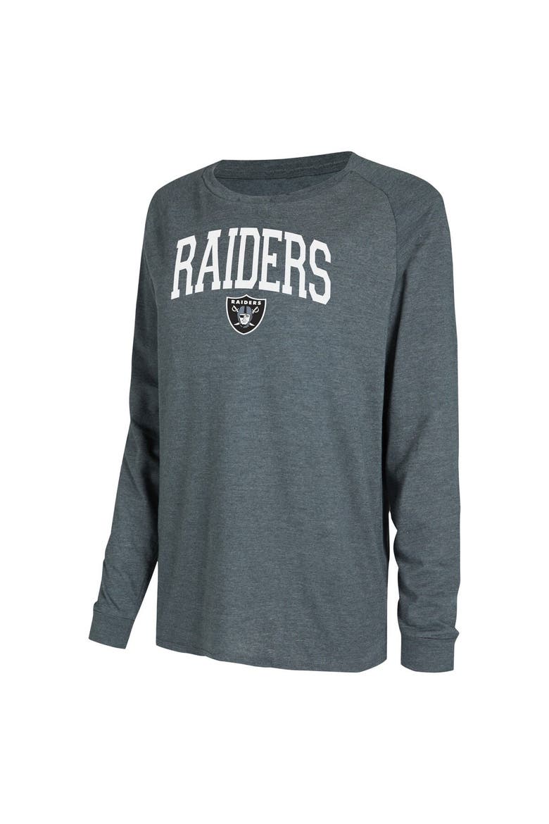 Women's Concepts Sport Black/Charcoal Las Vegas Raiders Raglan Long Sleeve T-Shirt & Shorts Lounge Set, Alternate, color, Black