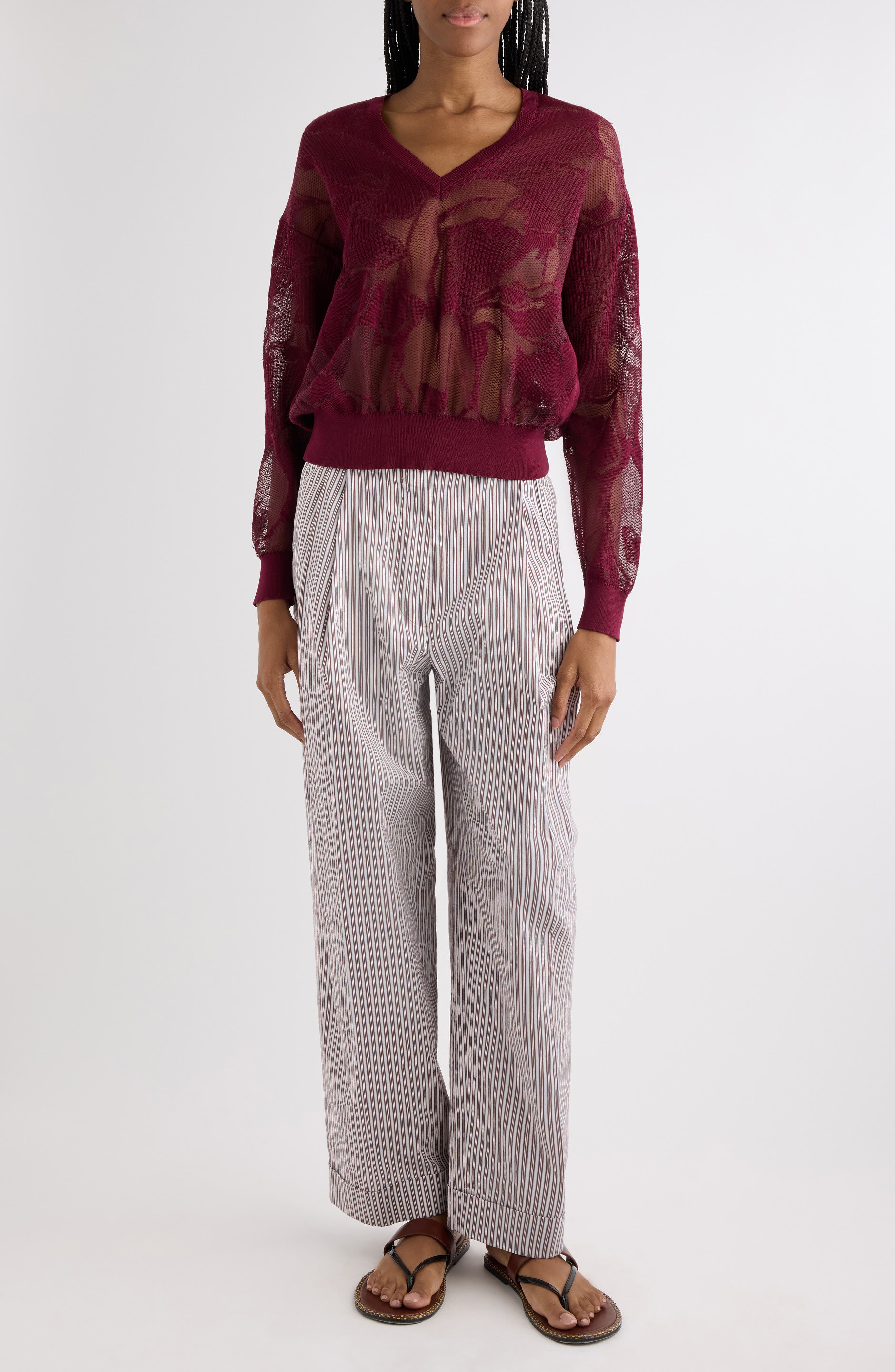 Partan Stripe Washed Cotton & Silk Pants - image 2
