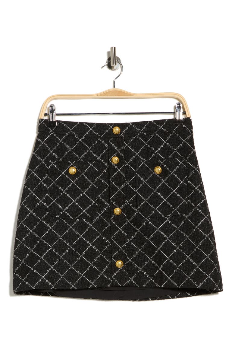 Brenton Tweed Miniskirt, Alternate, color, RICH BLACK