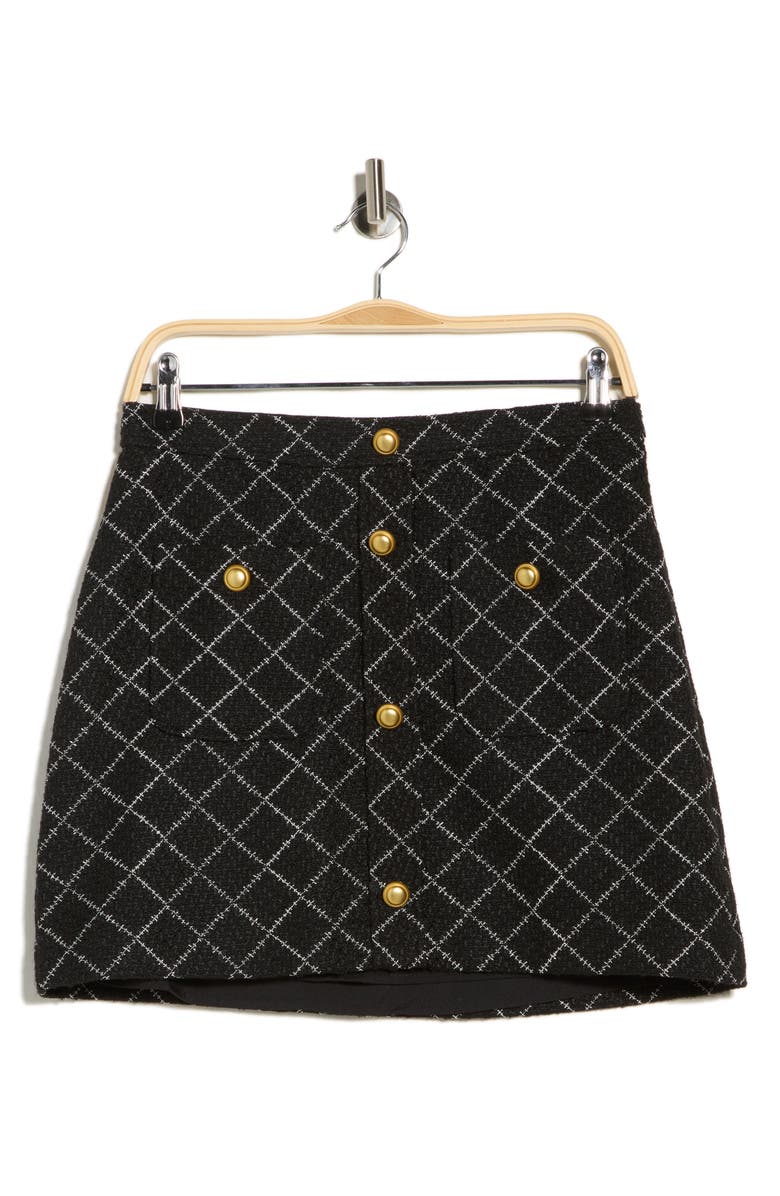 Ted Baker Brenton Tweed Miniskirt, Main, color, Rich Black