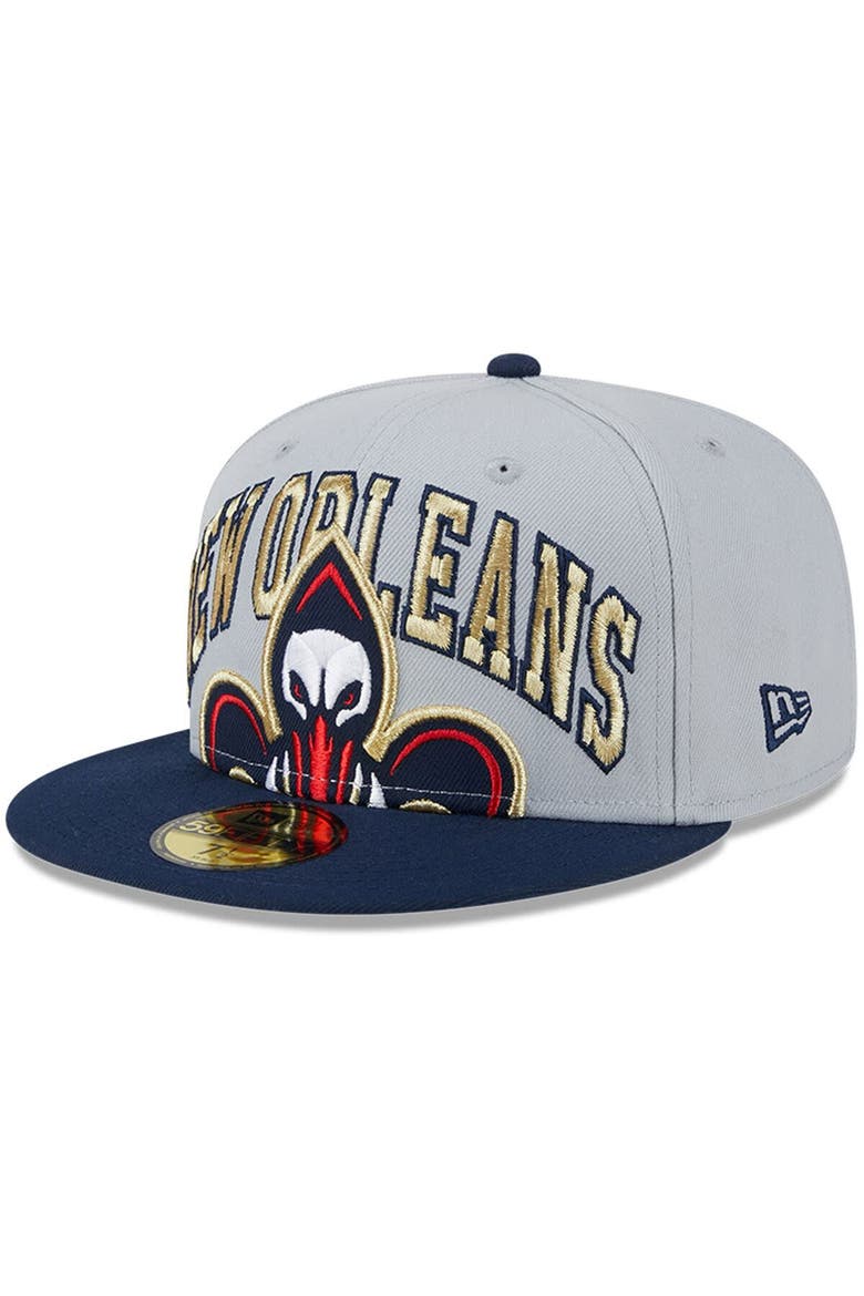 Men's New Era Gray/Navy New Orleans Pelicans Tip-Off Two-Tone 59FIFTY Fitted Hat, Main, color, Gray