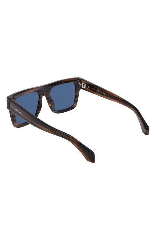 Ferragamo 53mm Square Sunglasses In Striped Brown
