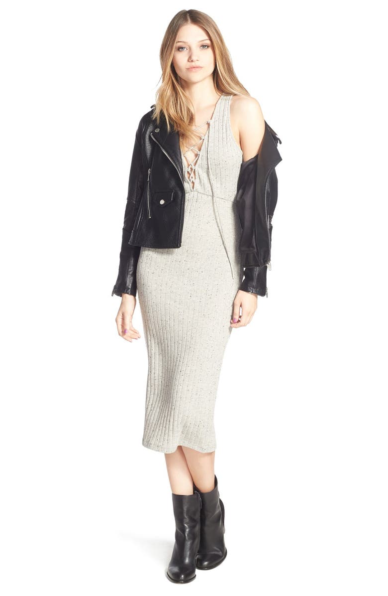 ASTR the Label ASTR Rib Knit Body-Con Dress, Alternate, color, Grey Fleck