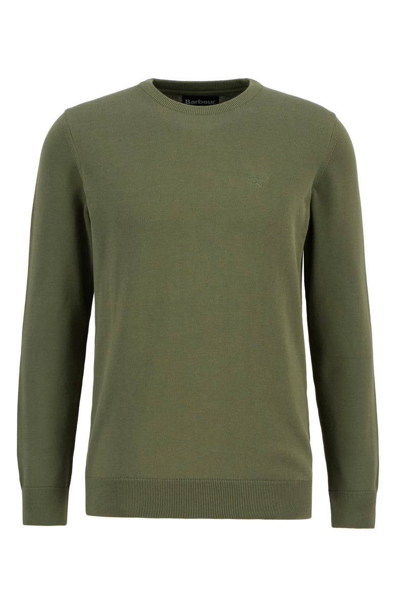 Barbour Solid Cotton Crewneck Sweater, Alternate, color, Winter Moss