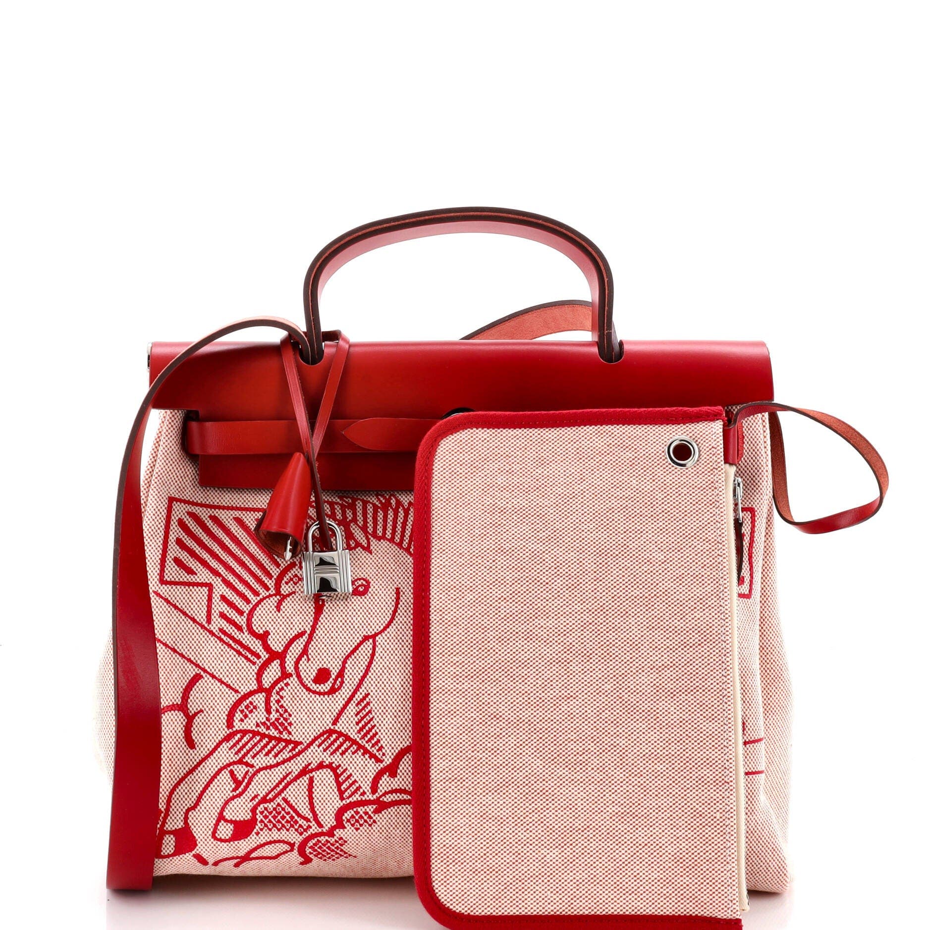 Herbag Zip Pegase Pop Toile and Leather 31, Alternate, color, Red