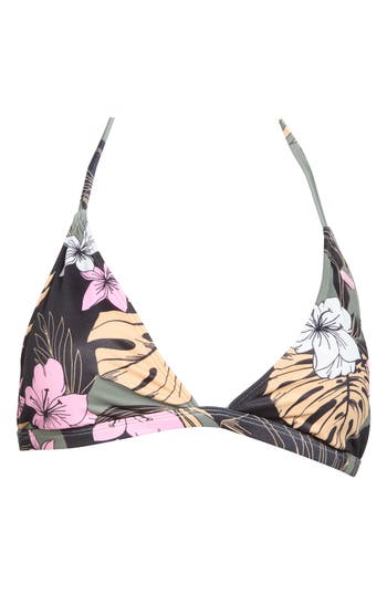 Roxy The True Air Tiki Triangle Bikini Top In Black