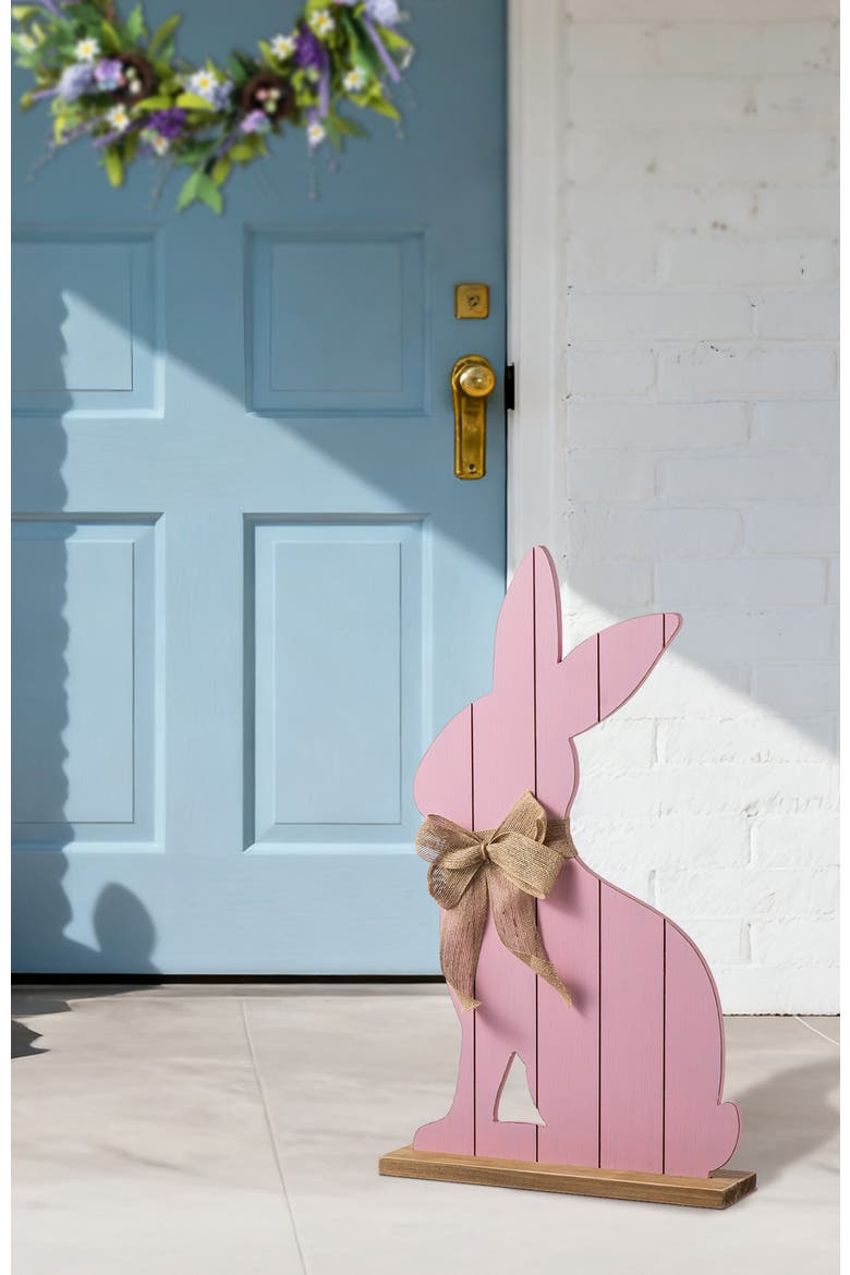 Easter Wooden Pink Bunny Porch Decor, Alternate, color, Pink