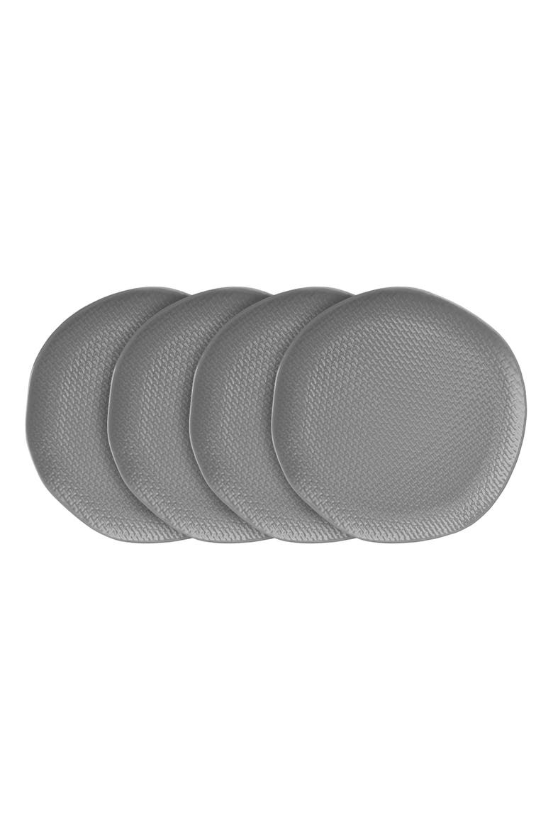 Abigael Stoneware 4-Piece Dinner Plate Set, Main, color, Gray