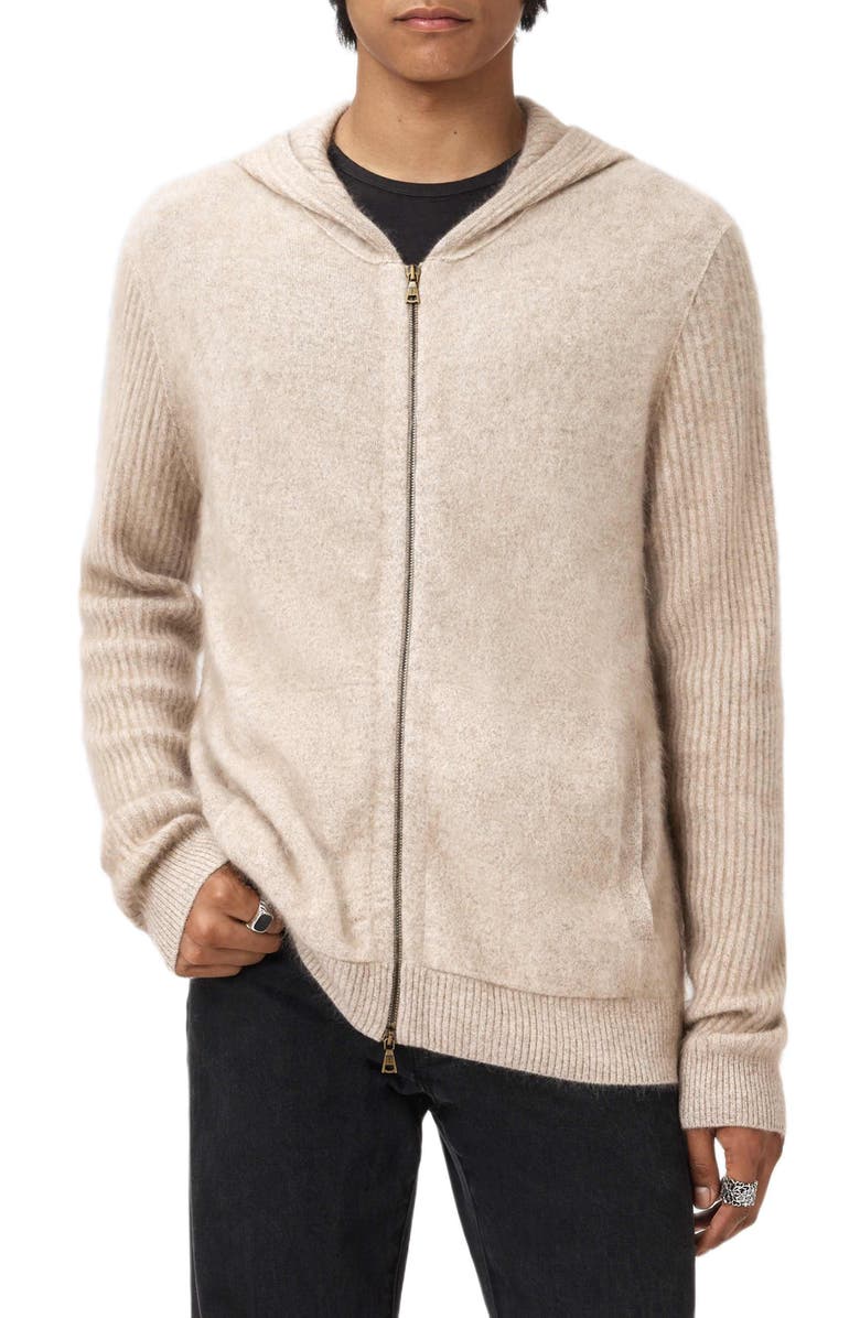 John Varvatos Catherine Cashmere Zip Hoodie, Main, color, Terra Brown