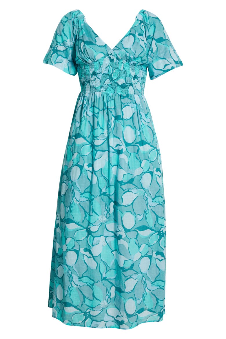 Go Coastal Puff Sleeve Midi Dress, Alternate, color, BLUE BIRD