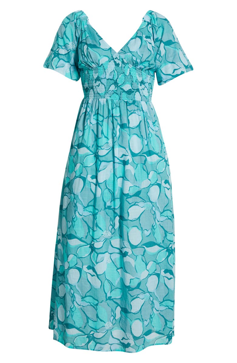 Billabong Go Coastal Puff Sleeve Midi Dress, Alternate, color, Blue Bird