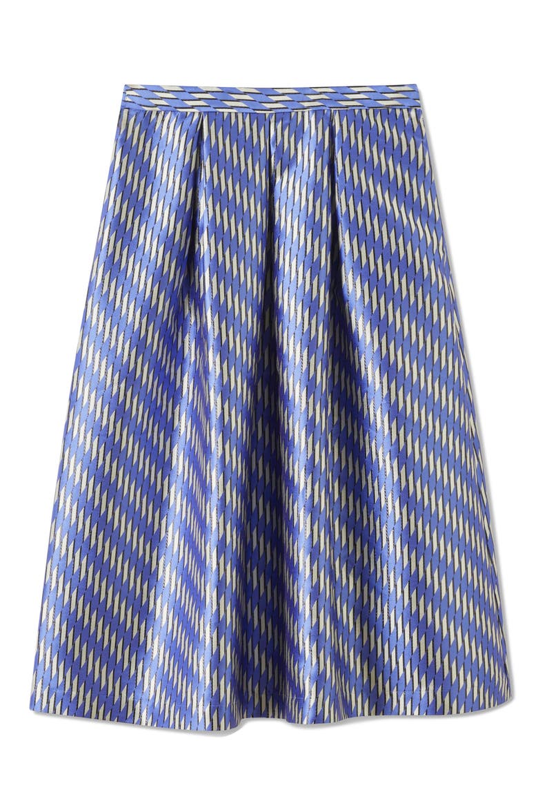 Olsen Metallic Pleated Midi Skirt, Alternate, color, BLUE