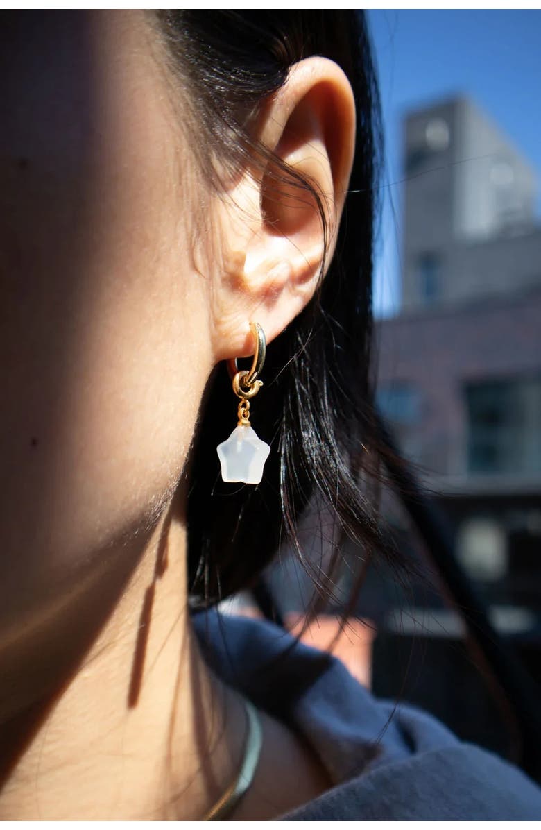 seree Harvest Star White Jade stone charm earrings, Alternate, color, White