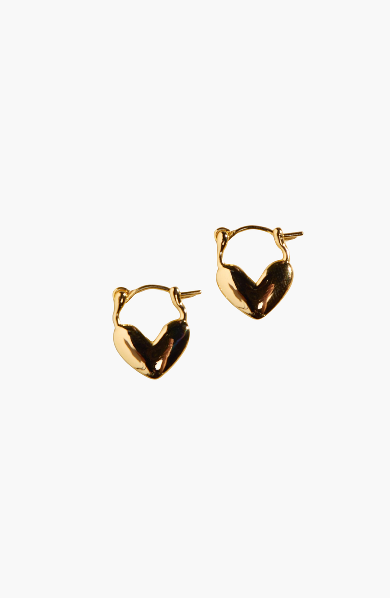 Nickel & Suede Heart Lock Huggies, Main, color, Gold