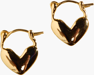 Nickel & Suede Heart Lock Huggies