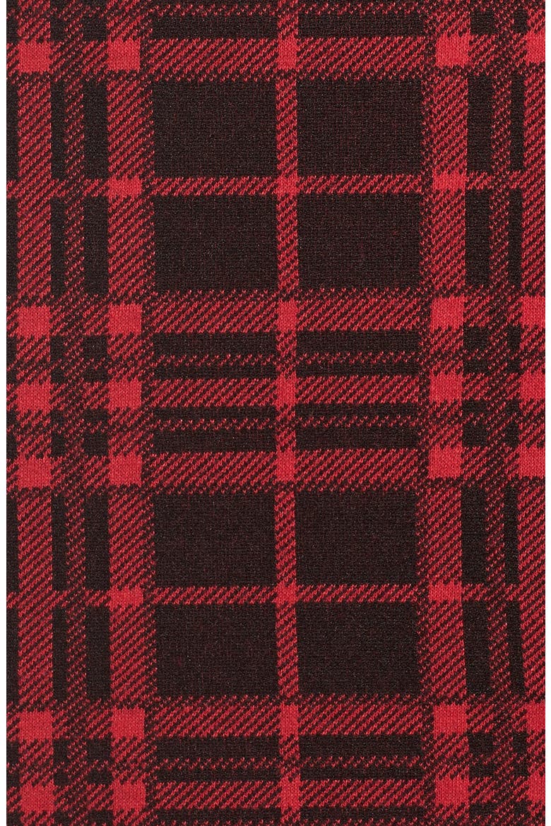 Pleat Plaid Jacquard A-Line Dress, Alternate, color, LIPSTICK/ BLACK