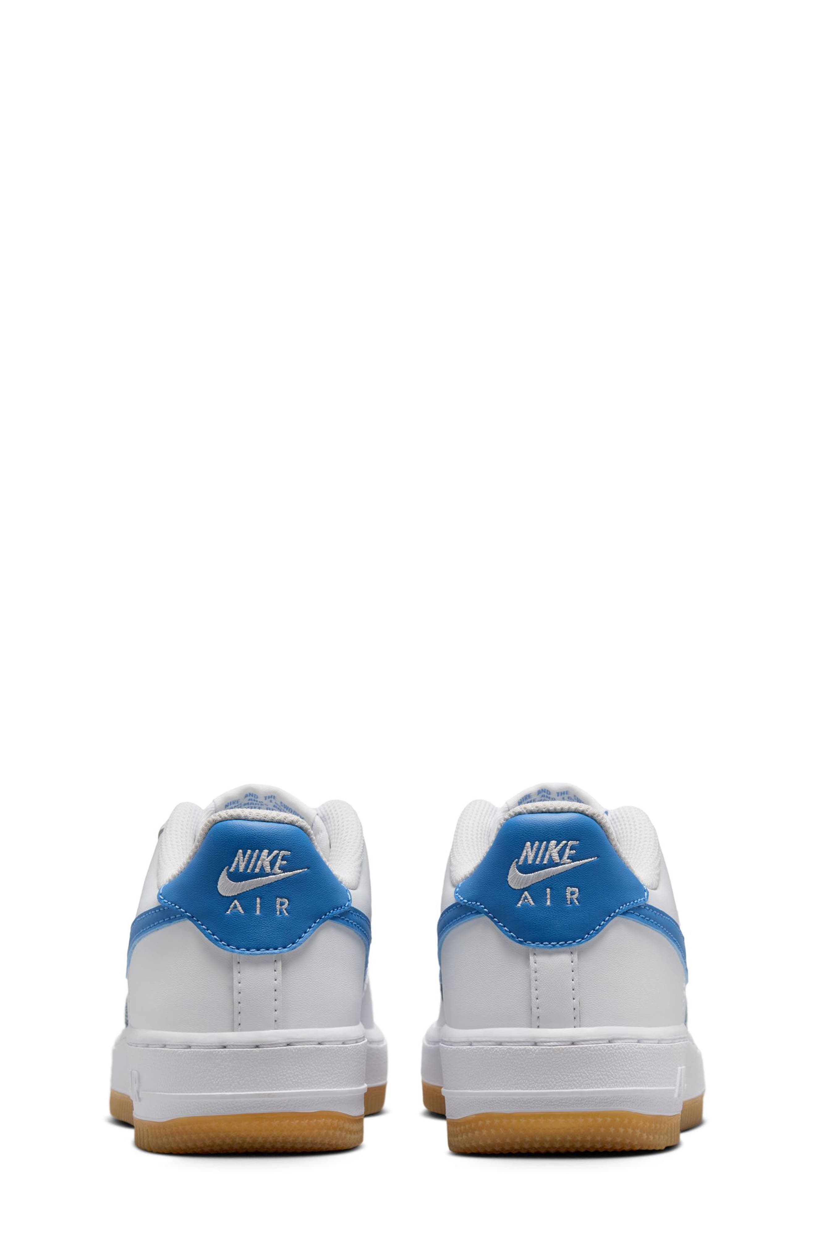 Nike Kids
 Air Force 1 Sneaker, Alternate, color, White/ Blue Beyond/ Brown