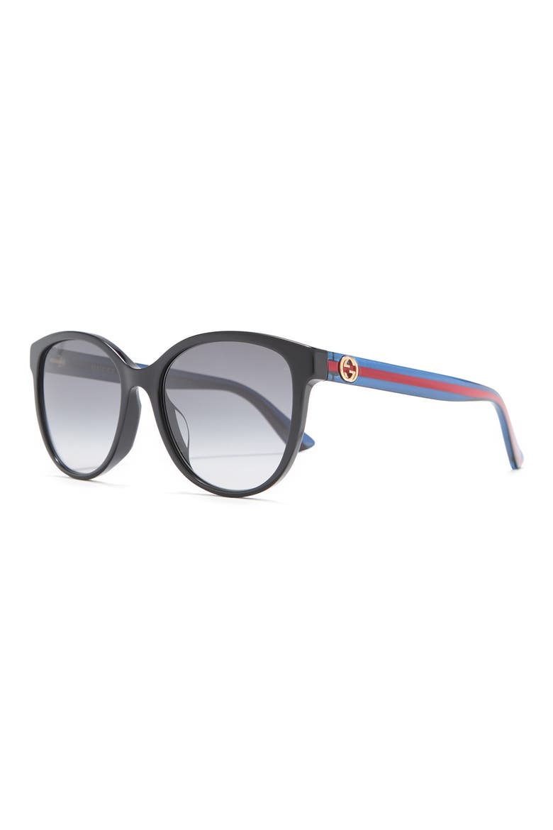 55mm Round Sunglasses, Alternate, color, BLACK