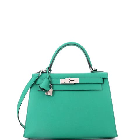 Kelly Handbag Green Epsom with Palladium Hardware 28