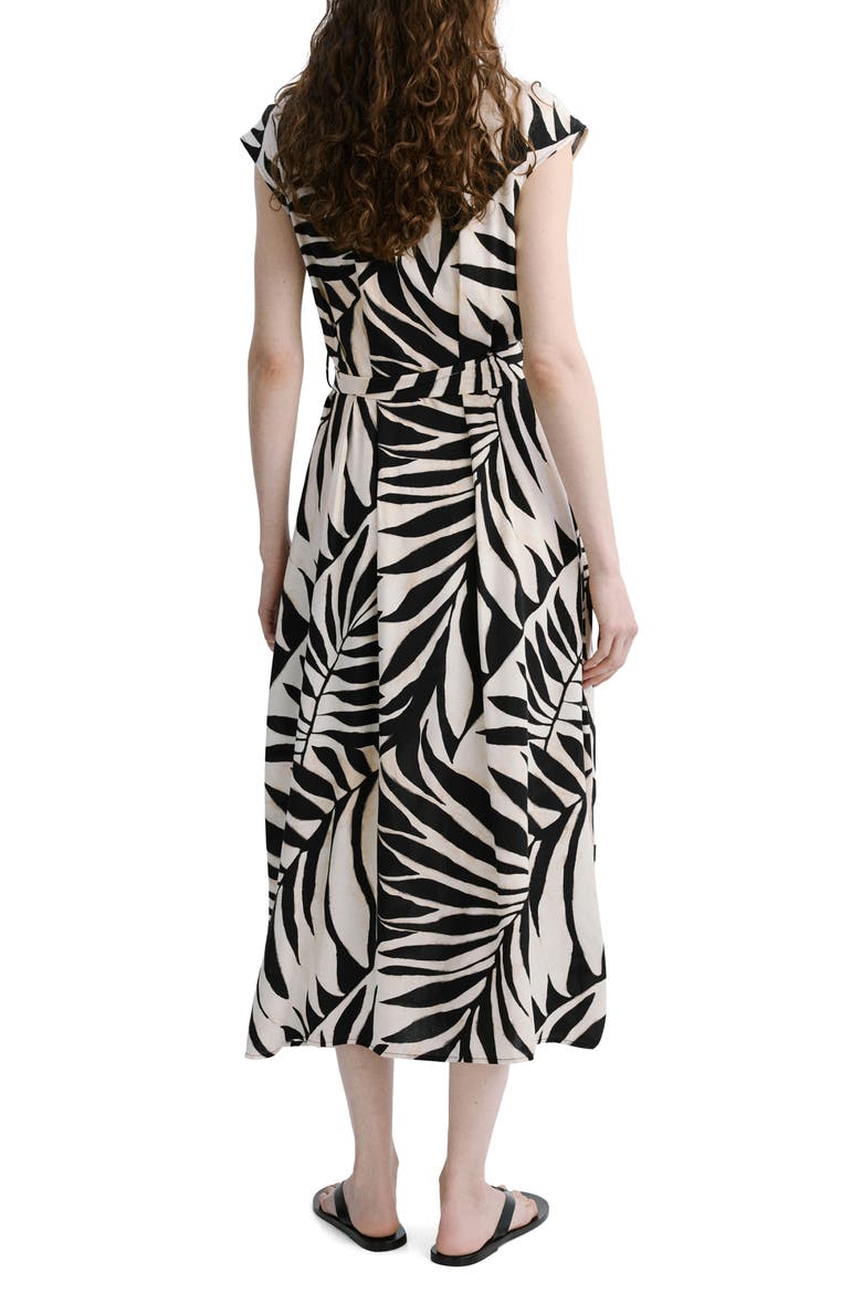 Leaf Print Midi Shirtdress, Alternate, color, BLACK